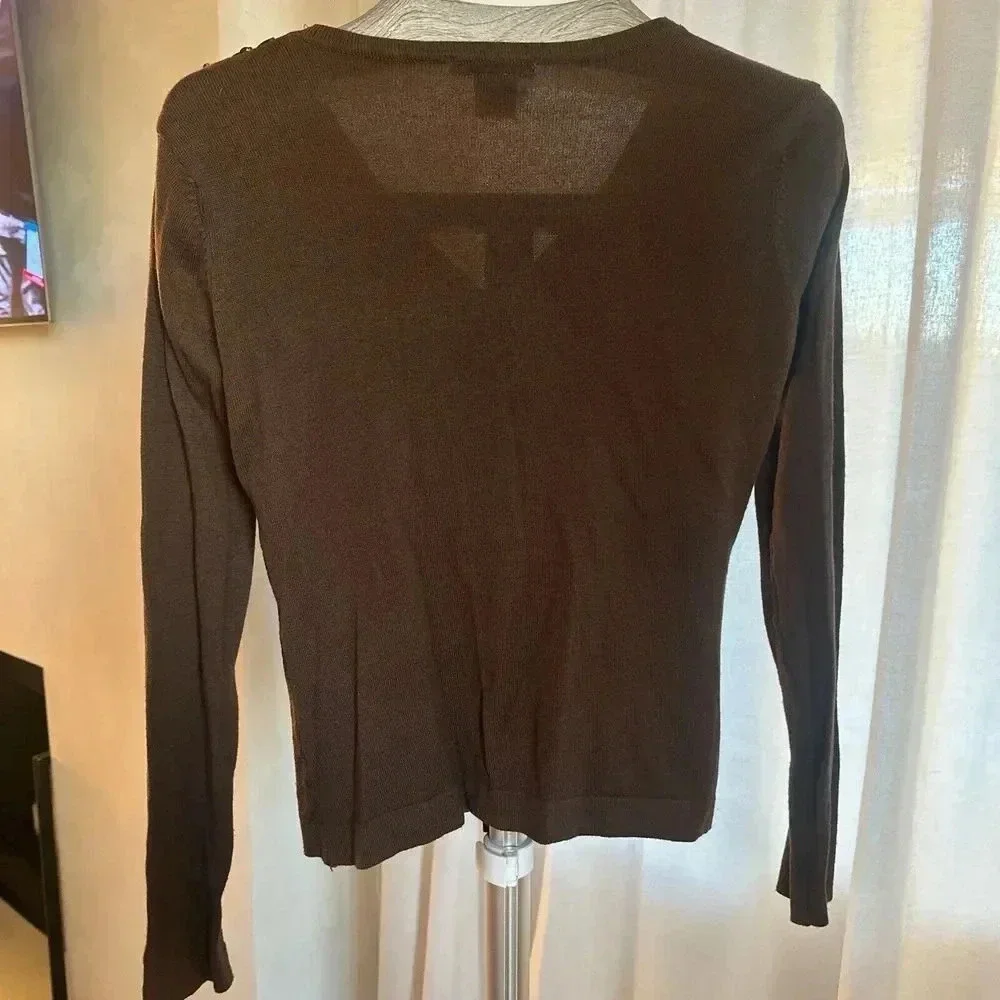 Kenzo Jeans Brown Cardigan- Fits Like A Small 100% Cotton - Picture 5 of 8